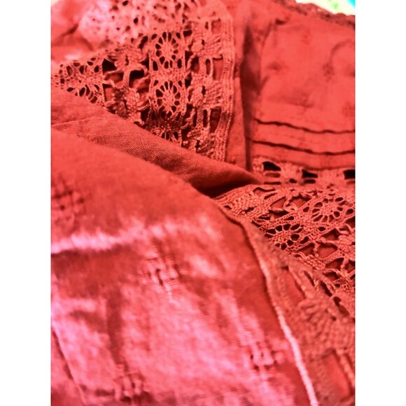 Universal Thread Womens Size M Red Embroidered Blouse Puff Sleeve Boho Peasant - Picture 7 of 7